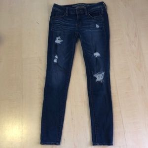 American Eagle dark washed ripped jeans